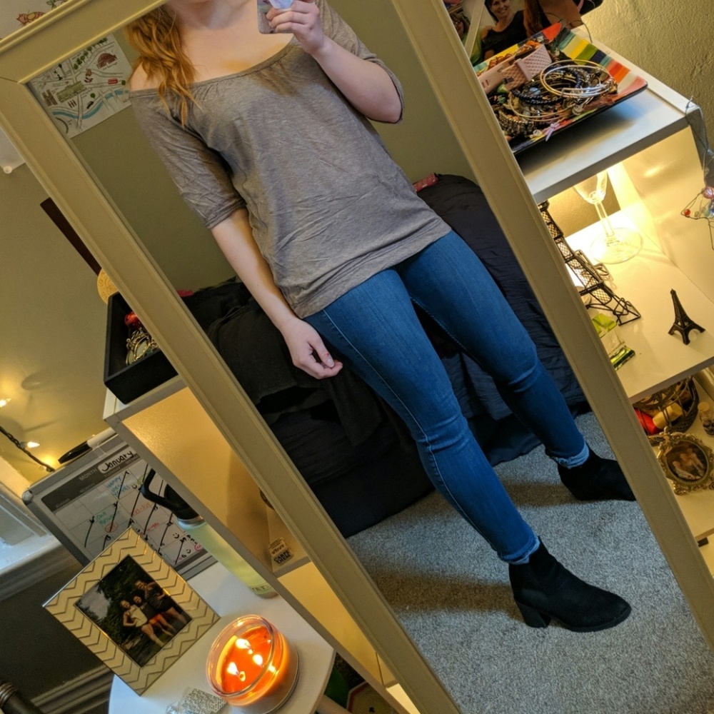 Tan sheer A&F top